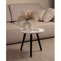 Стол журнальный Stepp TALVI (Талви) d50*45 белый/черные ножки