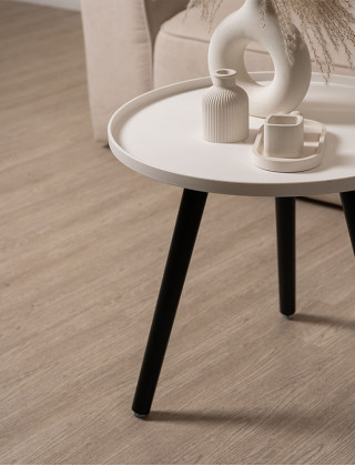 Стол журнальный Stepp TALVI (Талви) d50*45 белый/черные ножки