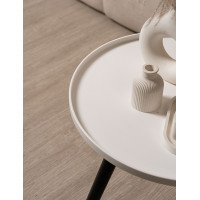 Стол журнальный Stepp TALVI (Талви) d50*45 белый/черные ножки