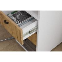 Комод SV-мебель (МС Анри К) белый текстурный/дуб золотой/железный камень (3 ящика) купить в Минске