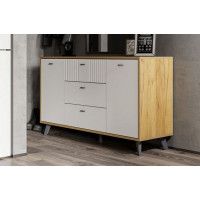 Комод SV-мебель (МС Милан К) дуб золотой/белый матовый (3 ящика, 2 створки) купить в Минске Комод SV-мебель (МС Милан К) дуб золотой/белый матовый (3 ящика, 2 створки) купить в Минске