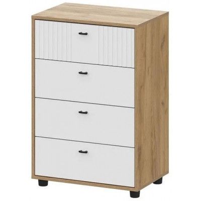 Комод SV-мебель (МС Милан К) дуб золотой/белый матовый (4 ящика) купить в Минске