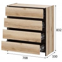 Комод SV-мебель (МС Прага К) серия 3 дуб делано/дуб венге (4 ящика) купить в Минске