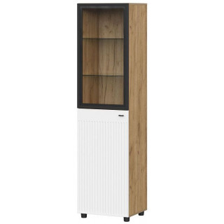 Шкаф SV-МЕБЕЛЬ (МС Милан К) дуб золотой/черный/белый матовый со стеклом