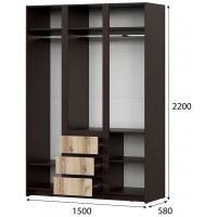 Шкаф трехстворчатый SV-МЕБЕЛЬ МС Прага К серия 3 дуб делано/дуб венге купить в Минске