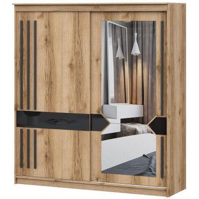 Шкаф-купе SV-МЕБЕЛЬ К №25 (2,0 м) Блэк Делано/Лакобель/Черный матовый купить в Минске