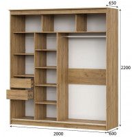 Шкаф-купе SV-МЕБЕЛЬ К №25 (2,0 м) Блэк Дуб Золотой/Лакобель/Черный матовый купить в Минске