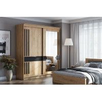 Шкаф-купе SV-МЕБЕЛЬ К №25 (2,0 м) Блэк Дуб Золотой/Лакобель/Черный матовый купить в Минске