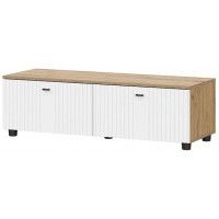 Тумба под телевизор SV-МЕБЕЛЬ (МС Милан К) дуб золотой /белый матовый (со створками)