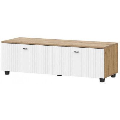 Тумба под телевизор SV-МЕБЕЛЬ (МС Милан К) дуб золотой /белый матовый (со створками) купить в Минске