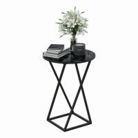 Стол журнальный ДП 1-03-05 исп. 2 d480*620, стекло мрамор черный/черный купить в Минске