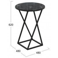 Стол журнальный ДП 1-03-05 исп. 2 d480*620, стекло мрамор черный/черный купить в Минске