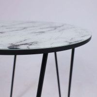 Стол журнальный ДП 1-03-09 d480*605 стекло мрамор белый/черный купить в Минске