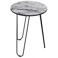 Стол журнальный ДП 1-03-09 d480*605 стекло мрамор белый/черный купить в Минске