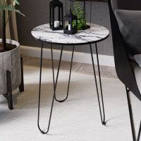 Стол журнальный ДП 1-03-09 d480*605 стекло мрамор белый/черный купить в Минске