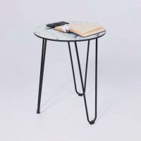 Стол журнальный ДП 1-03-09 d480*605 стекло мрамор белый/черный купить в Минске