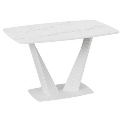 Стол раздвижной ФАБИО Тип 1 1300(1700)*800 стекло матовое белый мрамор/белый матовый купить в Минске