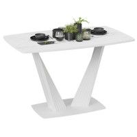 Стол раздвижной ФАБИО Тип 1 1300(1700)*800 стекло матовое белый мрамор/белый матовый купить в Минске