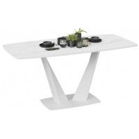 Стол раздвижной ФАБИО Тип 1 1300(1700)*800 стекло матовое белый мрамор/белый матовый купить в Минске