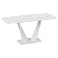 Стол раздвижной ФАБИО Тип 1 1300(1700)*800 стекло матовое белый мрамор/белый матовый купить в Минске