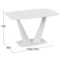 Стол раздвижной ФАБИО Тип 1 1300(1700)*800 стекло матовое белый мрамор/белый матовый купить в Минске