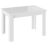 Стол обеденный НОРМАН Тип 1 1100(2100)*690 стекло белый глянец/белый