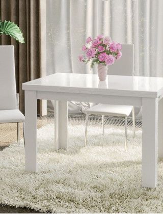 Стол обеденный НОРМАН Тип 1 1100(2100)*690 стекло белый глянец/белый купить в Минске