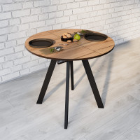 Стол ВВР Элип-2 85(120)*85*77 дуб кера/черный профиль