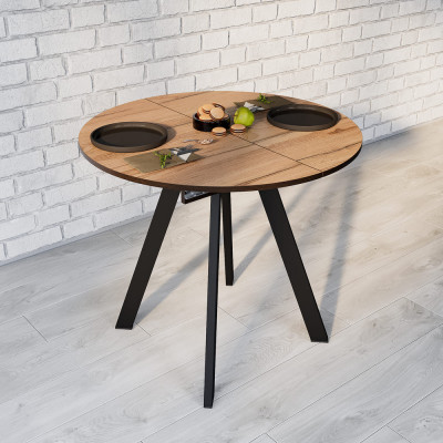 Стол ВВР Элип-2 85(120)*85*77 дуб кера/черный профиль купить в Минске