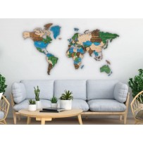 Интерьерная карта мира из дерева (Multicolor) 72*130 см