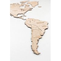 Интерьерная карта мира из дерева (Натуральный) 60*105 см купить в Минске