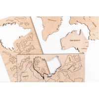 Интерьерная карта мира из дерева (Натуральный) 60*105 см купить в Минске