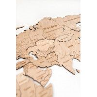 Интерьерная карта мира из дерева (Натуральный) 60*105 см купить в Минске