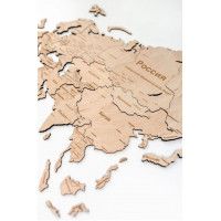 Интерьерная карта мира из дерева (Натуральный) 60*105 см купить в Минске
