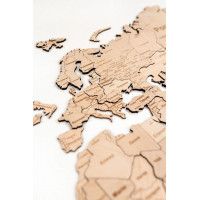 Интерьерная карта мира из дерева (Натуральный) 60*105 см купить в Минске