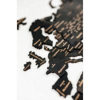 Интерьерная карта мира из дерева (Обсидиан) 72*130 см купить в Минске