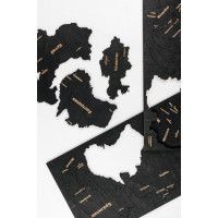 Интерьерная карта мира из дерева (Обсидиан) 72*130 см купить в Минске