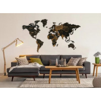 Интерьерная карта мира из дерева (Венге) 100*181 см