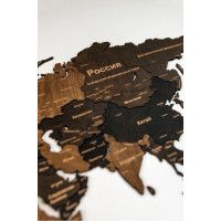 Интерьерная карта мира из дерева (Венге) 60*105 см купить в Минске